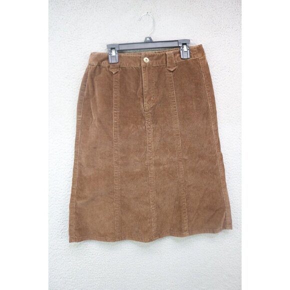 Eddie Bauer Brown Corduroy Skirt-Size 2-Pockets-Country-Minimalist - Picture 1 of 10